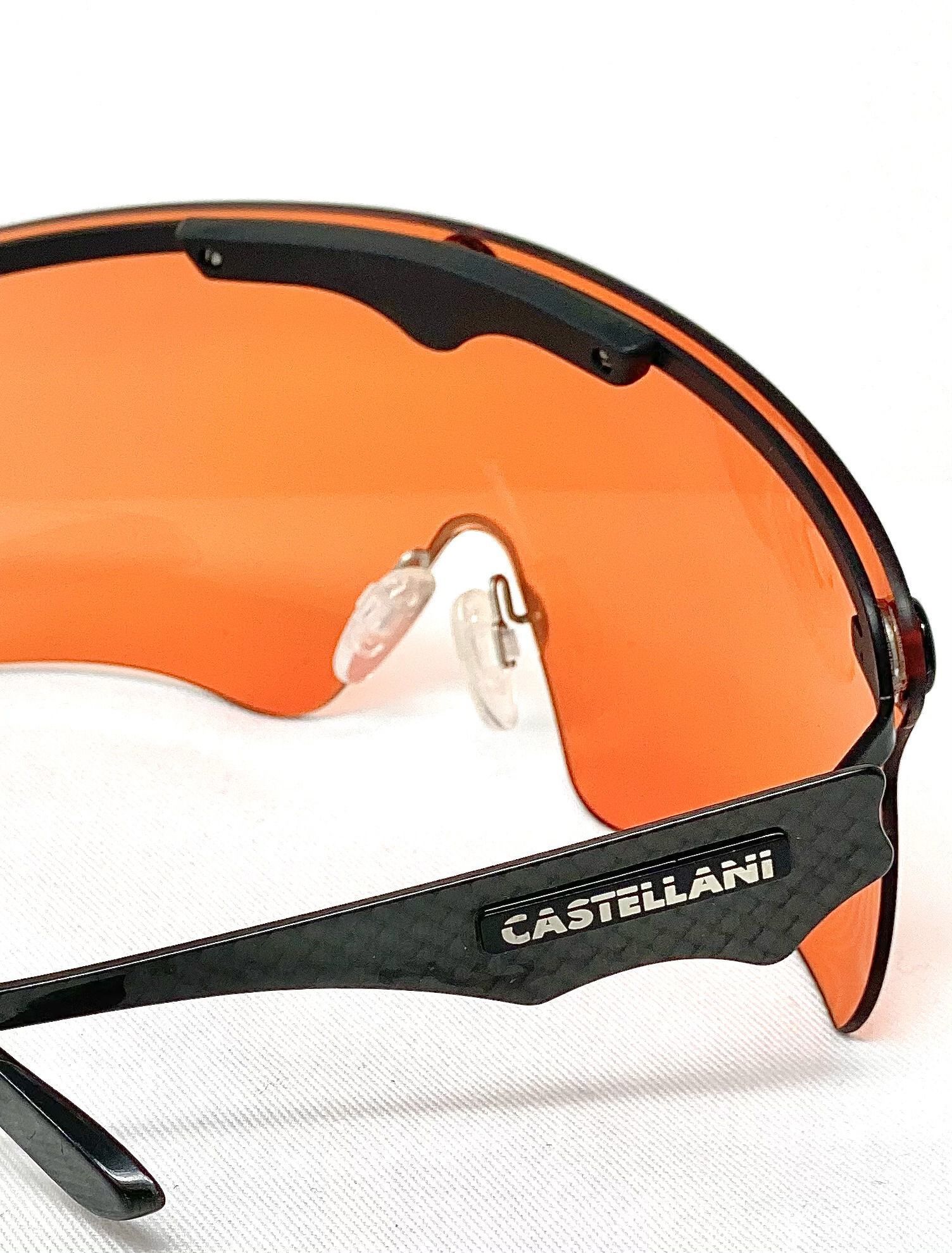 Gli occhiali da tiro Castellani C-Mask Pro con L’inserto in gomma anti-sudore.